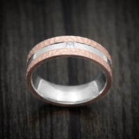 14K Two-Tone White and Rose Gold Men's Ring with Diamond Custom Wedding Band