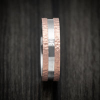 14K Two-Tone White and Rose Gold Men's Ring with Diamond Custom Wedding Band