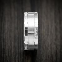 14K White Gold Men's Ring with Diamonds Custom Wedding Band