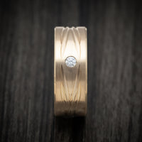 14K Yellow Gold Men's Ring with Diamond Custom Wedding Band