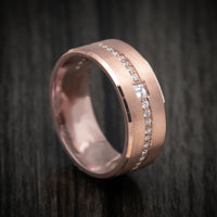 14K Rose Gold Men's Ring with Diamonds Custom Wedding Band