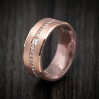 14K Rose Gold Men's Ring with Diamonds Custom Wedding Band