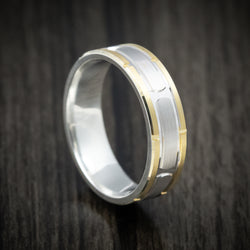 14K Two-Tone Yellow and White Gold Men's Ring Custom Wedding Band