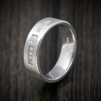 14K White Gold Men's Ring Custom Diamond Wedding Band