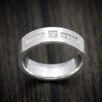 14K White Gold Men's Ring Custom Diamond Wedding Band