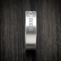 14K White Gold Men's Ring Custom Diamond Wedding Band