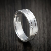 14K White Gold Men's Ring Custom Diamond Wedding Band