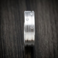 14K White Gold Men's Ring Custom Diamond Wedding Band