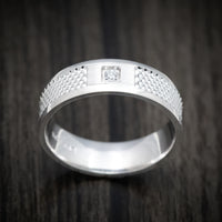 14K White Gold Men's Ring Custom Diamond Wedding Band