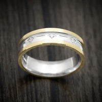 14K Two-Tone Yellow and White Gold Men's Ring Custom Diamond Wedding Band