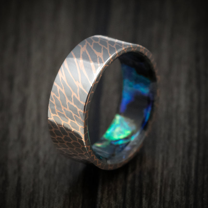 Superconductor Men's Ring with Abalone Sleeve Custom Made Band