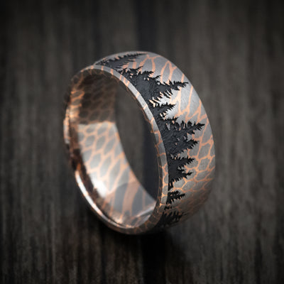 Superconductor Men's Ring with Spruce Pine Tree Design Custom Made Band