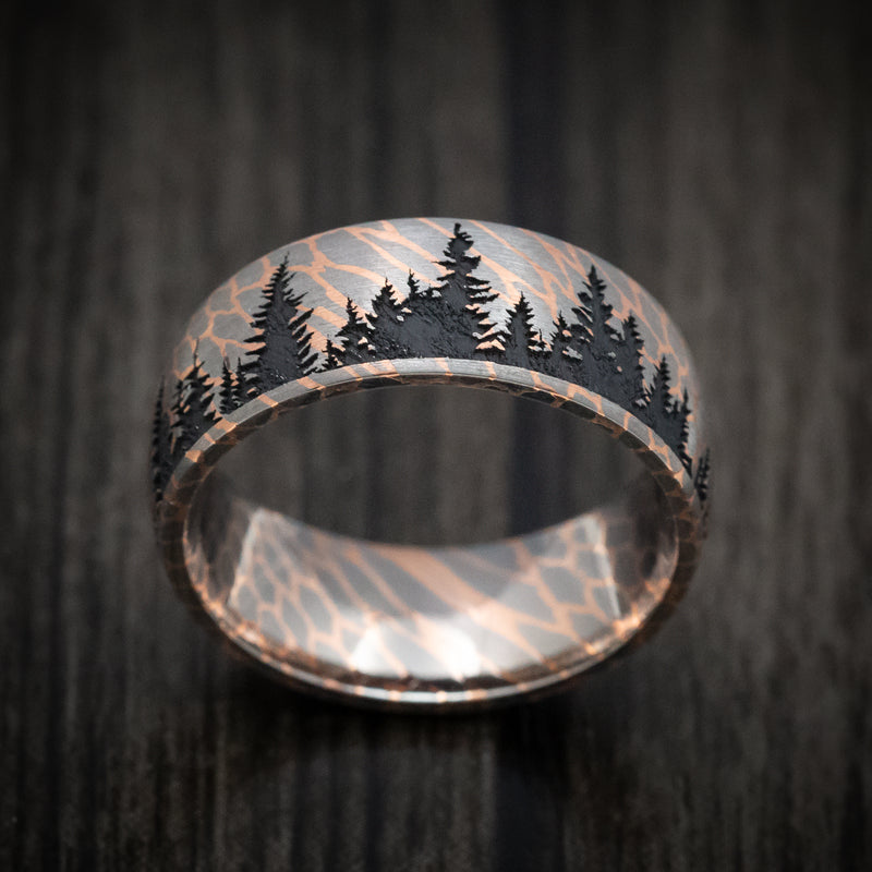 Superconductor Men's Ring with Spruce Pine Tree Design Custom Made Band