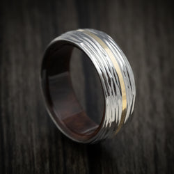 Titanium Men's Ring with 14K Gold Inlay and Wood Sleeve Custom Made Band