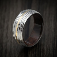 Titanium Men's Ring with 14K Gold Inlay and Wood Sleeve Custom Made Band