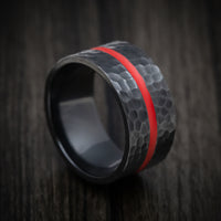 Black Zirconium Wide Men's Ring with Cerakote Accent Custom Made Band