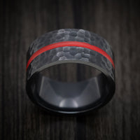 Black Titanium Wide Men's Ring with Cerakote Accent Custom Made Band