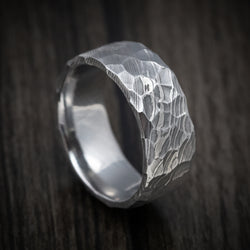 Damascus Steel Rock Finish Men's Ring Custom Made Band