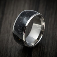 Titanium and Onyx Men's Ring Custom Made Stone Inlay Band
