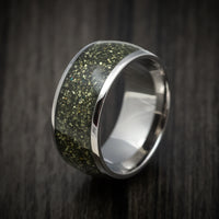 Titanium and Pyrite Men's Ring Custom Made Stone Inlay Band