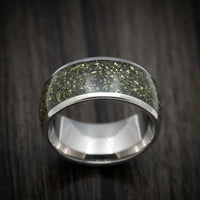 Titanium and Pyrite Men's Ring Custom Made Stone Inlay Band