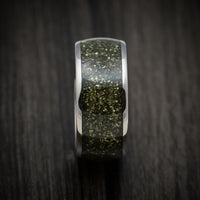 Titanium and Pyrite Men's Ring Custom Made Stone Inlay Band