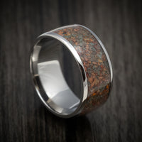 Titanium and Desert Jasper Men's Ring Custom Made Stone Inlay Band