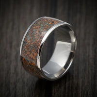 Titanium and Desert Jasper Men's Ring Custom Made Stone Inlay Band