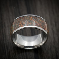 Titanium and Desert Jasper Men's Ring Custom Made Stone Inlay Band