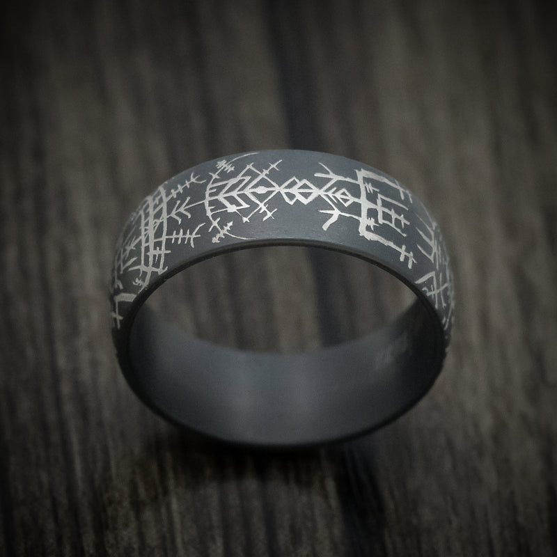 Darkened Tantalum Viking Compass Design Men's Ring Custom Made Band