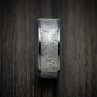 Black Zirconium and Gibeon Meteorite Men's Ring with Forged Carbon Fiber Sleeve Custom Made Band