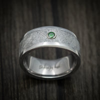 Tantalum and Meteorite Men's Ring with Green Diamond Custom Made Band