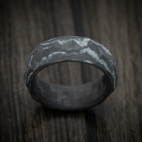 Two-Tone Marbled and Faceted Carbon Fiber Men's Ring Custom Made Band