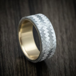 Silver Texalium Carbon Fiber Men's Ring with Brass Sleeve Custom Made Band