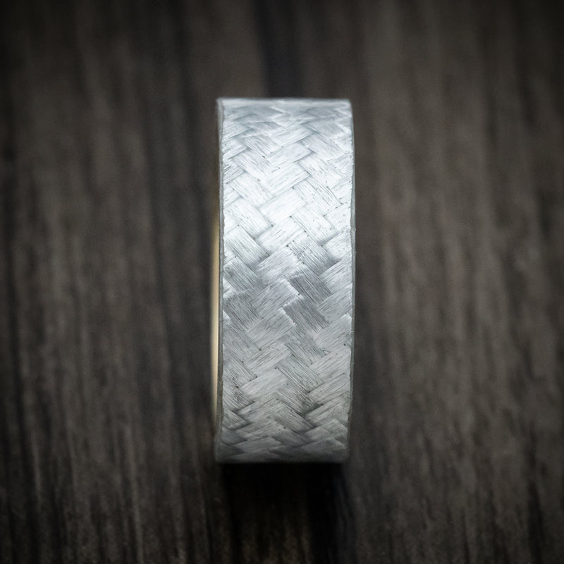 Silver Texalium Carbon Fiber Men's Ring with Brass Sleeve Custom Made Band