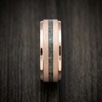 14K Gold Men's Ring with Ocean Jasper Stone Inlay and Abalone Sleeve Custom Made Band