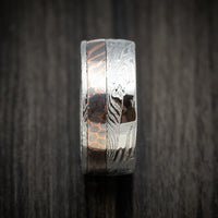 Sunset Kuro Damascus Steel Men's Ring with Superconductor Inlay Custom Made