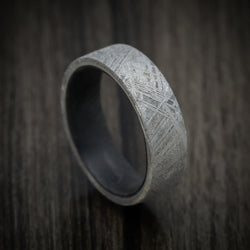 Gibeon Meteorite Men's Ring with Forged Carbon Fiber Sleeve Custom Made Band