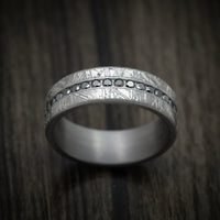 Tantalum Men's Ring With Faux-Meteorite Pattern and Black Diamonds Custom Band