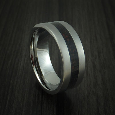 Titanium And Mixed Dinosaur Bone Ring Custom Made Fossil Band