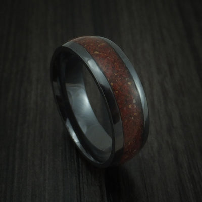 Black Zirconium And Mixed Dinosaur Bone Ring Custom Made Fossil Band