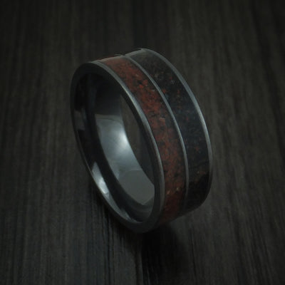 Black Zirconium Mixed Dinosaur Bone Ring Custom Made Fossil Band