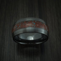 Black Titanium Red Dinosaur Bone with Turquoise Ring Custom Made Fossil Band