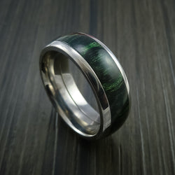 Wood Ring and Titanium Ring inlaid with Hardwood Custom Made