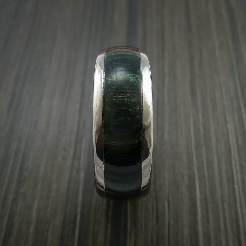Wood Ring and Titanium Ring inlaid with Hardwood Custom Made