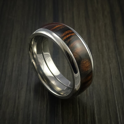 Wood Ring and Titanium Ring inlaid with Hardwood Custom Made