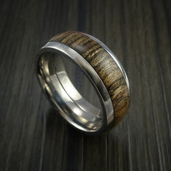 Wood Ring and Titanium Ring inlaid with WALNUT WOOD Custom Made to Any Size and Optional Wood Types