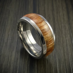 Titanium Baseball Stitch Men's Ring with Hardwood Sleeve Custom Designed by You