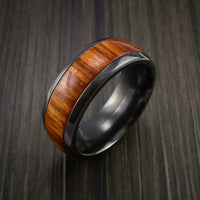 Wood Ring and BLACK ZIRCONIUM Ring inlaid with Osage ORANGE WOOD Custom Made to Any Size and Optional Wood Types