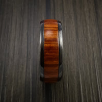 Wood Ring and BLACK Titanium Ring inlaid with Osage ORANGE WOOD Custom Made to Any Size and Optional Wood Types